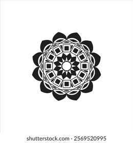 Round mandala design for book  coloring, henna mehndi design.