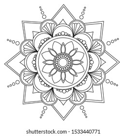 Round  Mandala with floral patterns. Yoga template