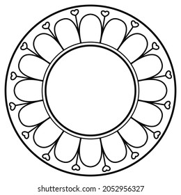 Round Mandala Frame Vector. Circle ornament with unique decorative elements design. Lace illustration can be use for border and wedding invitation 