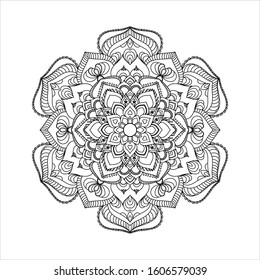 Round mandala gradient isolated on white background. Design Coloring book page antistress. Vector illustration gradient mandala for mehndi,tattoo, decor, henna, postcard, cover. Yoga template. 