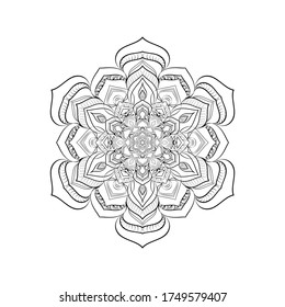Round mandala isolated on white background. Design Coloring book page antistress. Vector illustration mandala for mehndi,tattoo, decor, henna, postcard, cover. Yoga template. 