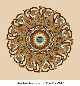 Round mandala. Luxury eastern ornament. Indian, Ottoman, Arabic pattern. Vector illustration.