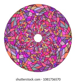 Round mandala made of stained glass. Broken glass. Vector element for your creativity