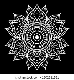 Round mandala on black background