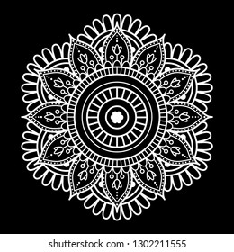 Round mandala on black background
