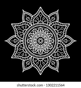 Round mandala on black background