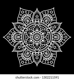 Round mandala on black background