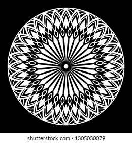 Round mandala on black background