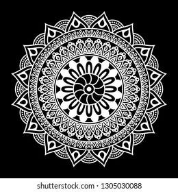 Round mandala on black background