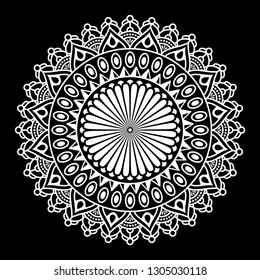 Round mandala on black background