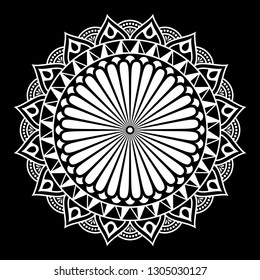 Round mandala on black background