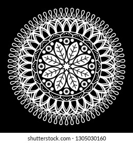 Round mandala on black background