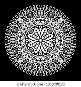 Round mandala on black background
