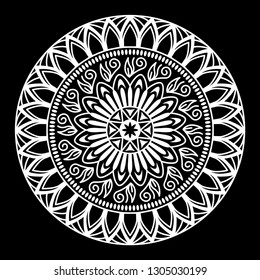 Round mandala on black background