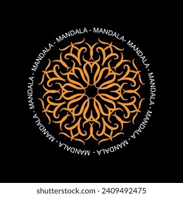 Mandala redonda sobre fondo negro aislado para tela