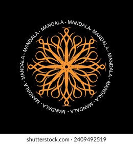 Mandala redonda sobre fondo negro aislado para tela
