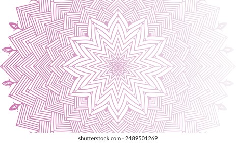 Round mandala on colorfull gradient background. Translucent mesh pattern in the form of a mandala. Mandala with floral patterns. Pastel Yoga template. Gradient background with round mandala.