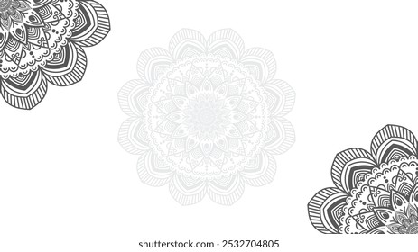 Round mandala on colorfull gradient background. Translucent mesh pattern in the form of a mandala. Mandala with floral patterns. Pastel Yoga template. Gradient background with round mandala.V