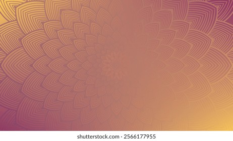 Round mandala on colorfull gradient background. Translucent mesh pattern in the form of a mandala. Mandala with floral patterns. Pastel Yoga template. Gradient background with round mandala.