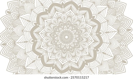 Round mandala on colorfull gradient background. Translucent mesh pattern in the form of a mandala. Mandala with floral patterns. Pastel Yoga template. Gradient background with round mandala.