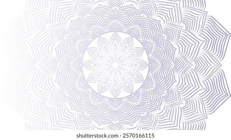 Round mandala on colorfull gradient background. Translucent mesh pattern in the form of a mandala. Mandala with floral patterns. Pastel Yoga template. Gradient background with round mandala.