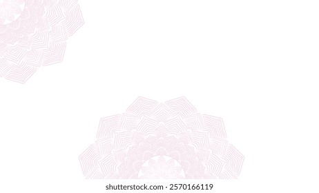Round mandala on colorfull gradient background. Translucent mesh pattern in the form of a mandala. Mandala with floral patterns. Pastel Yoga template. Gradient background with round mandala.