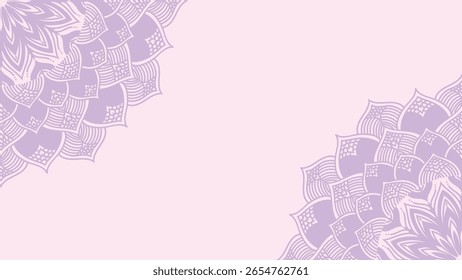 Round mandala on colorfull gradient background. Translucent mesh pattern in the form of a mandala. Mandala with floral patterns. Pastel Yoga template. Gradient background with round mandala.Vishal