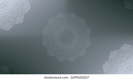 Round mandala on colorfull gradient background. Translucent mesh pattern in the form of a mandala. Mandala with floral patterns. Pastel Yoga template. Gradient background with round mandala.