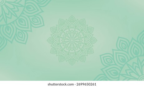 Round mandala on colorfull gradient background. Translucent mesh pattern in the form of a mandala. Mandala with floral patterns. Pastel Yoga template. Gradient background with round mandala.