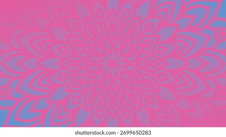 Mandala redondo sobre fondo degradado colorido. Patrón de malla translúcida en forma de mandala. Mandala con estampados florales. Plantilla de Yoga Pastel. Fondo degradado con mandala redondo.