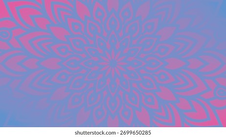 Mandala redondo sobre fondo degradado colorido. Patrón de malla translúcida en forma de mandala. Mandala con estampados florales. Plantilla de Yoga Pastel. Fondo degradado con mandala redondo.