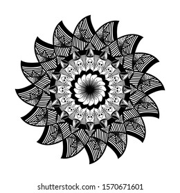 Round mandala on isolated background. Bohemian ornament vector design.