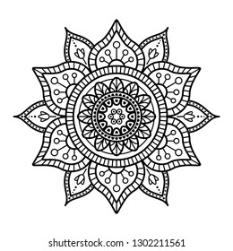 Round mandala on white background