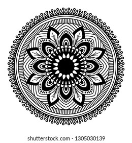 Round mandala on white background