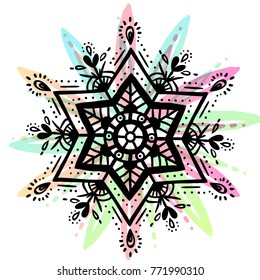 Round mandala on white isolated background. floral mandala pattern. Yoga template. color gradient effect.