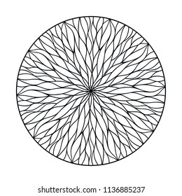 Round mandala ornament from flowing lines. Nature weave. Vector decor elements