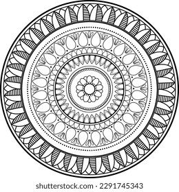 Round mandala pattern for coloring page