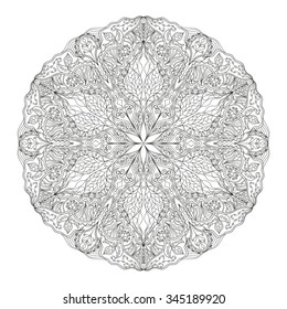 Round Mandala pattern with hand-drawn decorative elements.