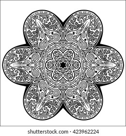 Round Mandala pattern with hand-drawn decorative elements