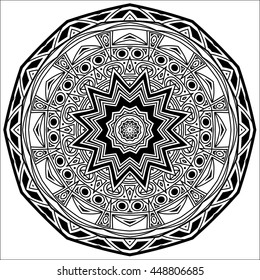 Round Mandala pattern with hand-drawn decorative elements