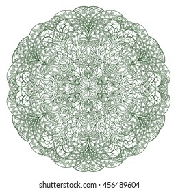 Round Mandala pattern with hand-drawn decorative elements.