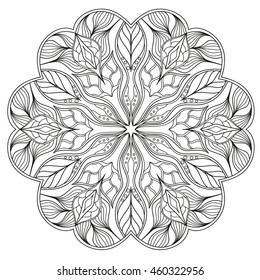 Round Mandala pattern with hand-drawn decorative elements.