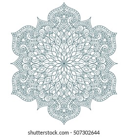 Round Mandala pattern with hand-drawn decorative elements