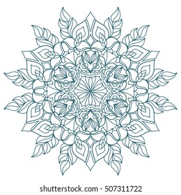 Round Mandala pattern with hand-drawn decorative elements.