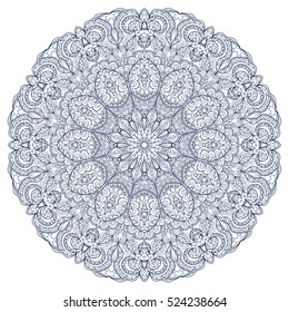 Round Mandala pattern with hand-drawn decorative elements.