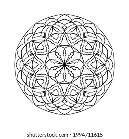 Round mandala pattern. Lace ornament. Ethnic background. Coloring book page element. 