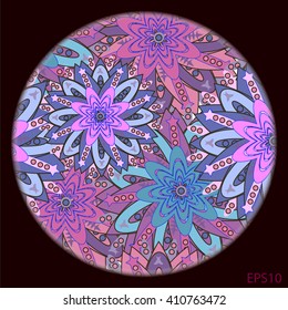 Round mandala pattern. Oriental, Asian motifs. Flower pattern for creative projects. Vector illustration.
