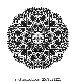 Round mandala pattern simple art  line icon vector design.