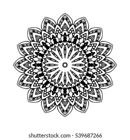 Round mandala in vector. Abstract design element. Decorative retro ornament. Graphic template for your design.