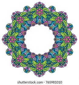 Round mandala in vector. Abstract design element. Decorative retro ornament. Graphic template for your design.